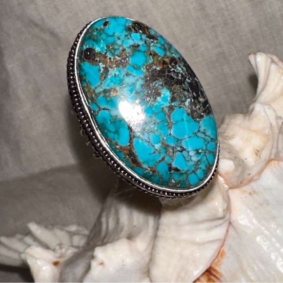 Chrysocolla large handmade natural Gemstone ring